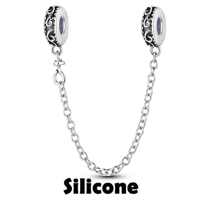 925 Sterling Silver Silicone Spacer Stopper Clip Charms Chamilia Beads Pure Ember