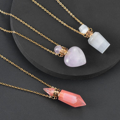 Crystal Natural Stone Ashes Keepsake Pendant Urn Necklaces