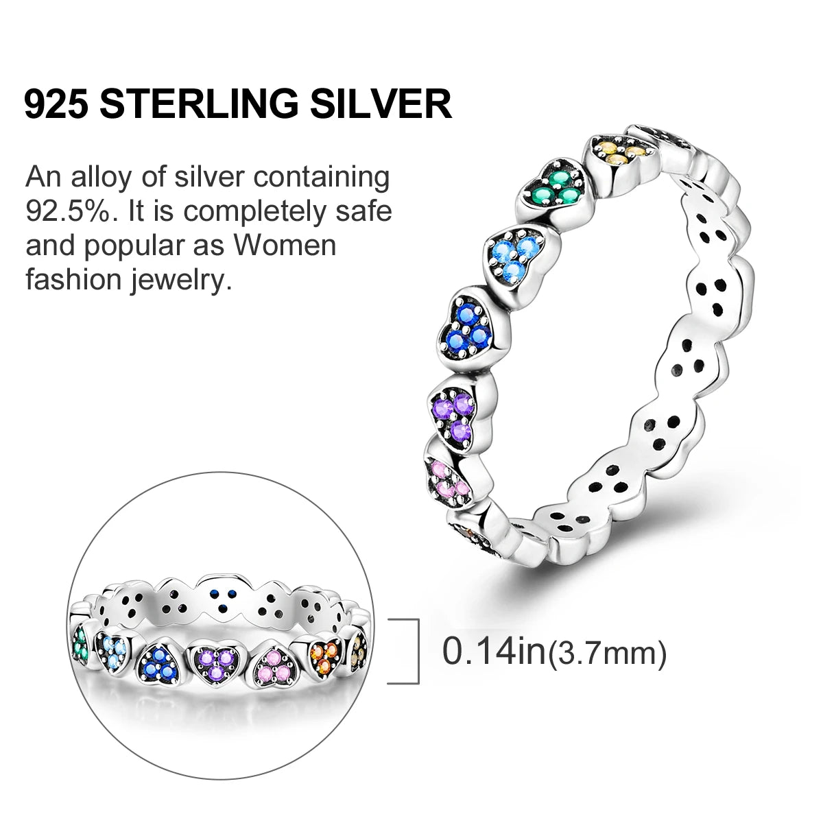 925 Sterling Silver Infinite Love Ring Original Luxury Design Zircon