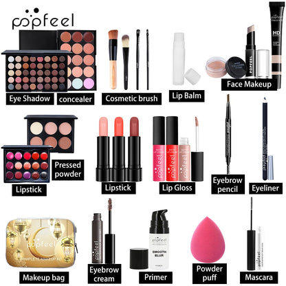 POPFEEL Complete Makeup Kit, All In the Makeup Bag, Eyeshadow Lipstick Pure Ember