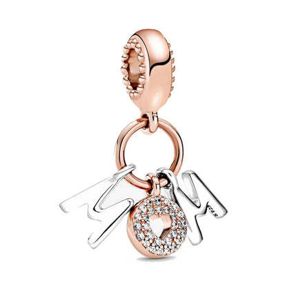 Exquisite rose gold-plated pink star moon peace heart-shaped pendants 925 silver Pure Ember