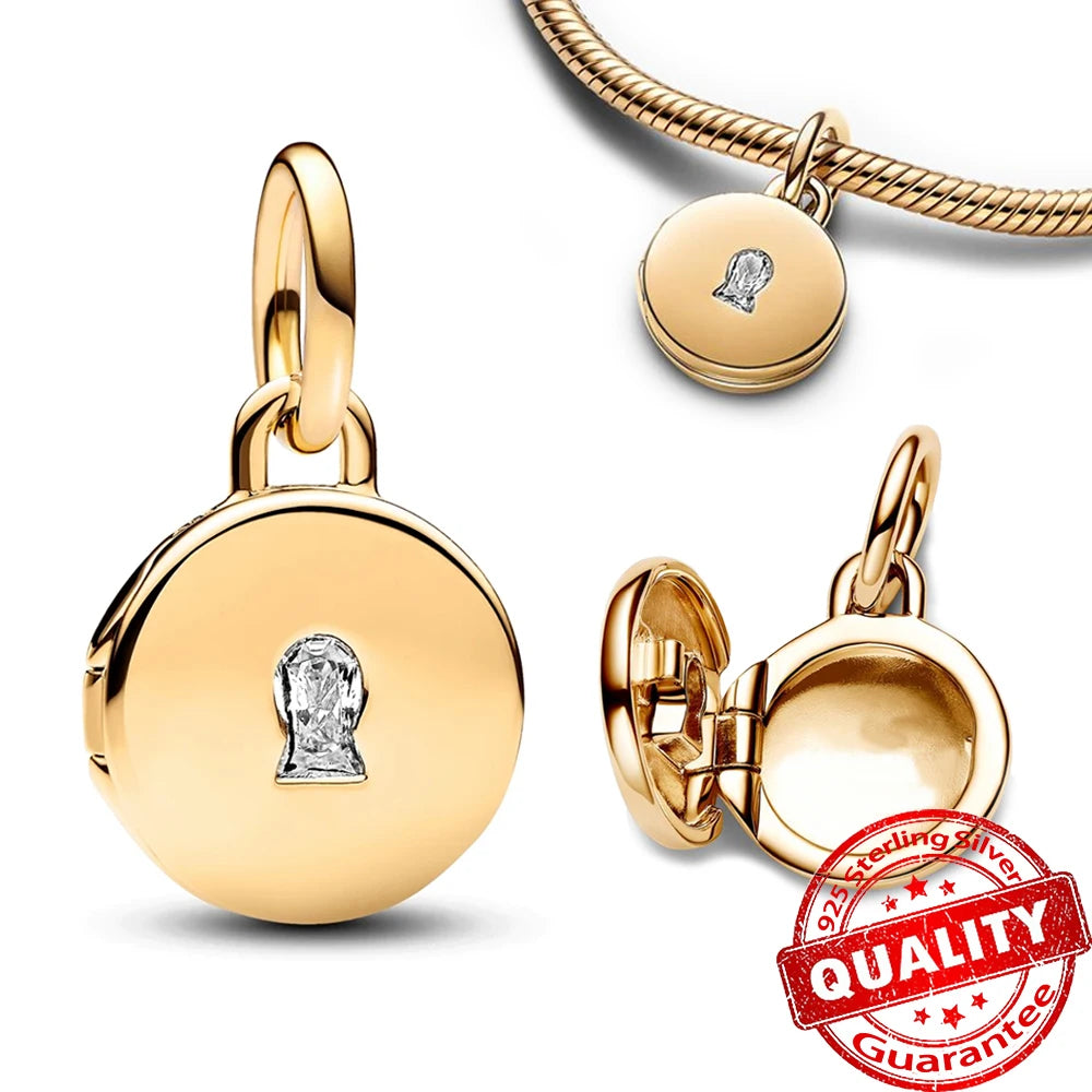 Sparkling Gold Monstera Leaf Charm Fit Original Bracelet 925 Sterling Silver Shark Tooth Mini Charms Pure Ember