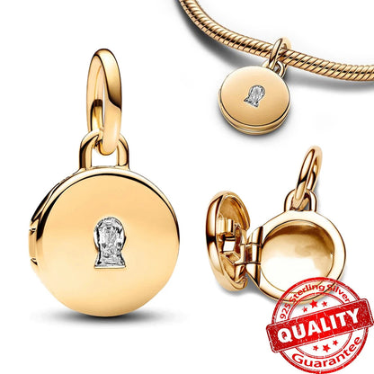 Sparkling Gold Monstera Leaf Charm Fit Original Bracelet 925 Sterling Silver Shark Tooth Mini Charms Pure Ember