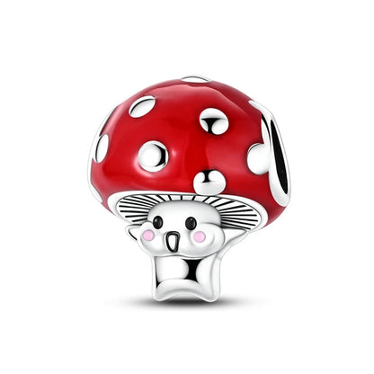 925 Sterling Silver Dollar Panda Mushroom Pendant Charms Pure Ember