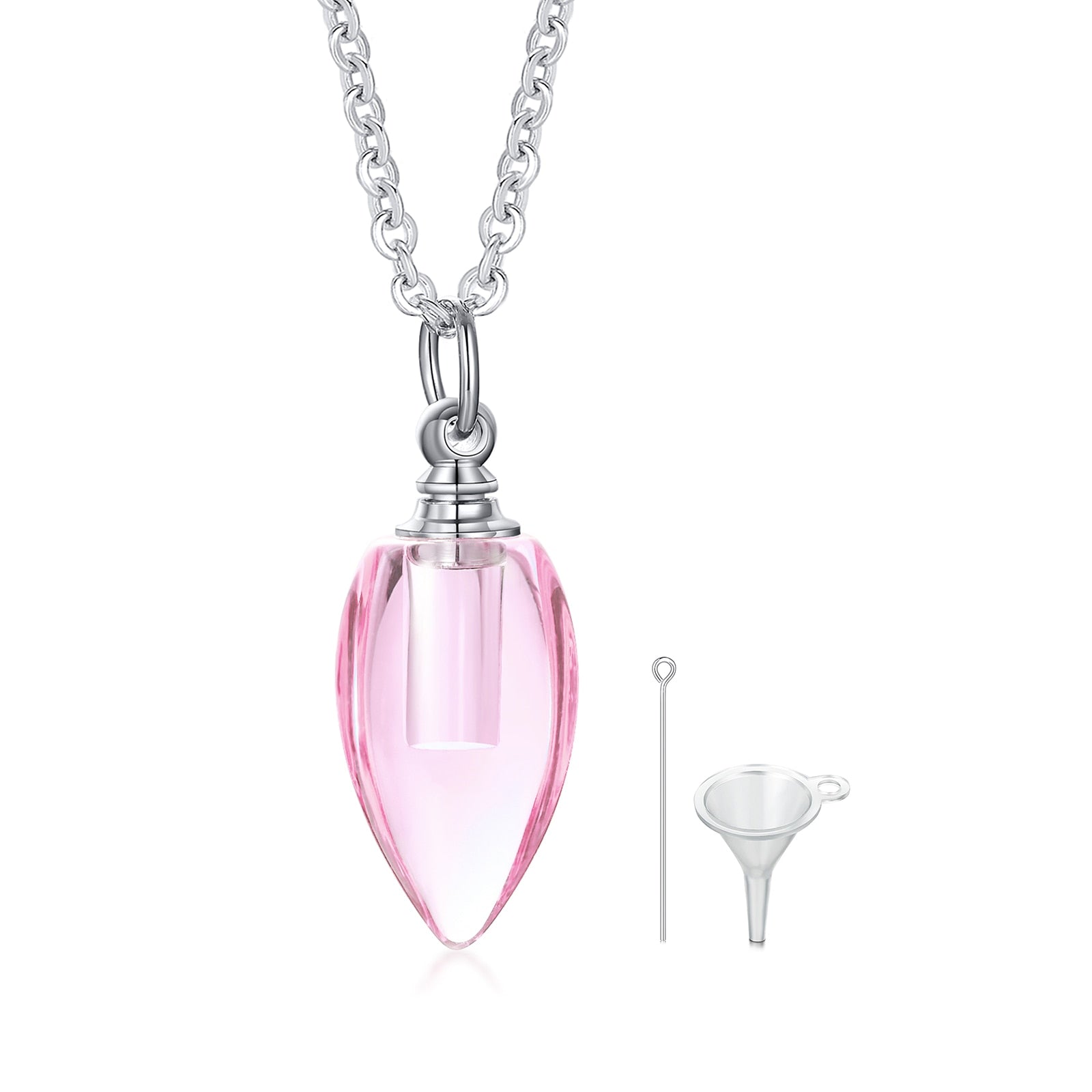 Glass Urn Necklace Pendant for Ashes Teardrop Pendant pink