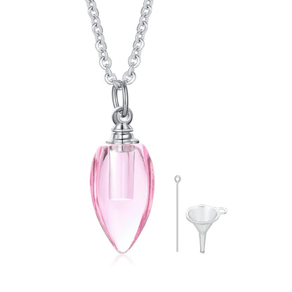 Glass Urn Necklace Pendant for Ashes Teardrop Pendant pink