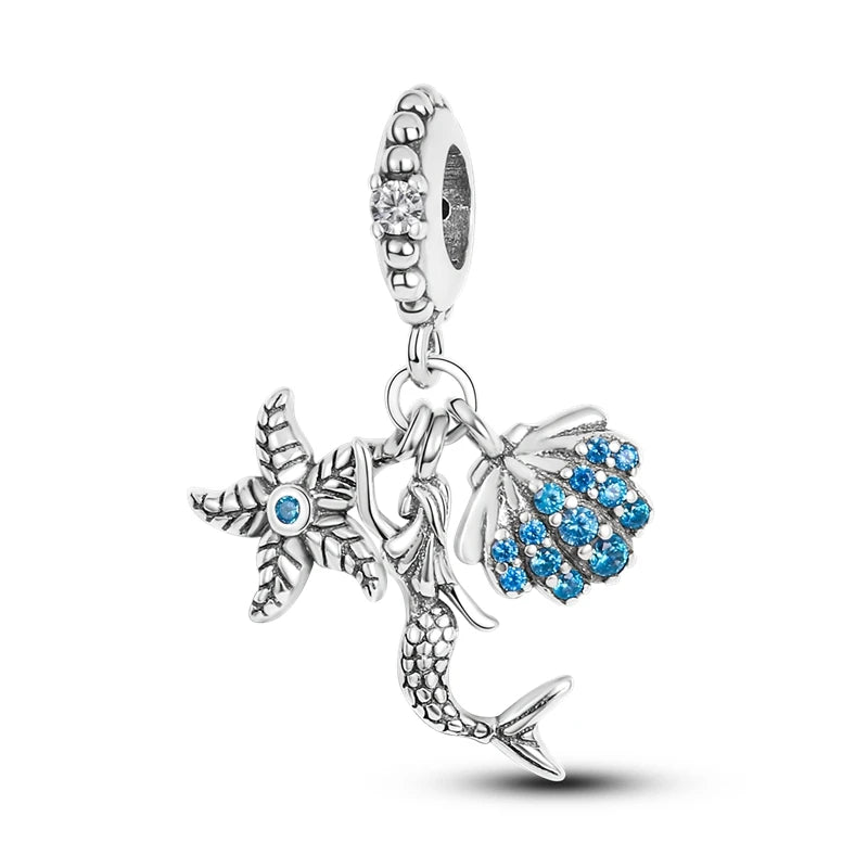 925 Sterling Silver Ocean Blue Sea Octopus Turtle Mermaid Charms Pure Ember pandora style 