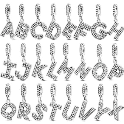 New In Charms 925 Sterling Silver Pendant Letter A-D Name Charms Beads Pure Ember pandora style 
