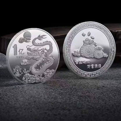 Chinese Coins Dragon Phoenix for Luck Commemorative Metal Craft Embossed Collectible Coins Pure Ember