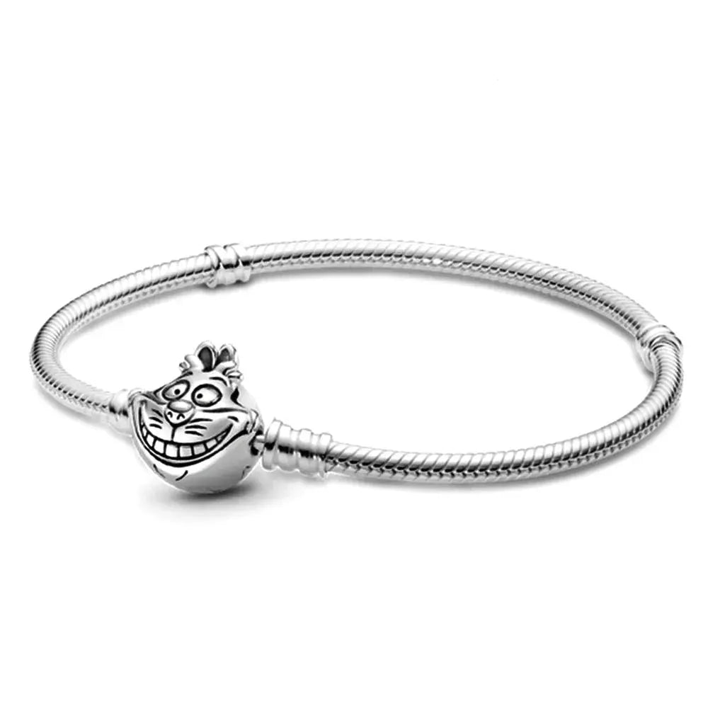 Disney Cheshire Cat Silver bracelet with a unique charm on a white background