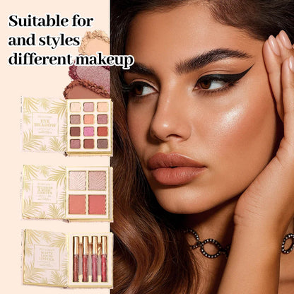 3-Page Makeup Magic Book with 12 Eyeshadow Shades, 3 Lip Colors, and 4 Contour Blush Shades Pure Ember