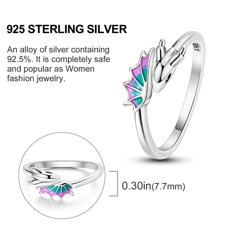 925 Sterling Silver Butterfly Firefly Love Rings Original Design Colored Zircon Finger Rings Pure Ember