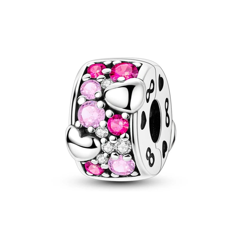 925 Sterling Silver Clasp Stone CZ Clip Charm Zircon Star Butterfly Bead Pure Ember