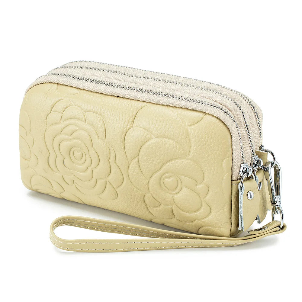 Genuine Leather Wallet Handbags For Women Embossing Pure Ember