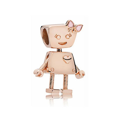 New Original 925 Silver Plated Rosegold Heart, Bird, Butterfly Beads Flower Charms Pure Ember