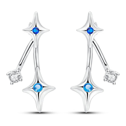 925 Sterling Silver Stud Earrings Devil's Eye Star Rabbit Horse Eye Feather CZ Zircon Earrings Pure Ember