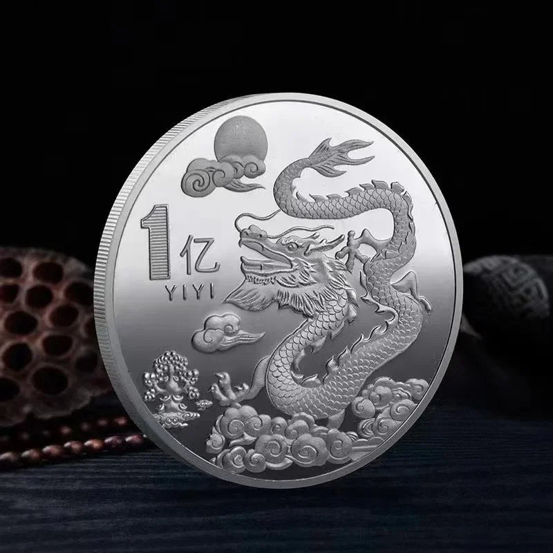 Chinese Coins Dragon Phoenix for Luck Commemorative Metal Craft Embossed Collectible Coins Pure Ember