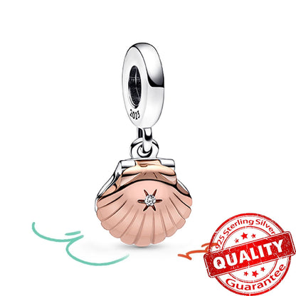 Sparkling Rose Gold Pavé Triple-row Beads Pink Gem Entwined Hearts Charm Fits Brand Bracelet Pure Ember