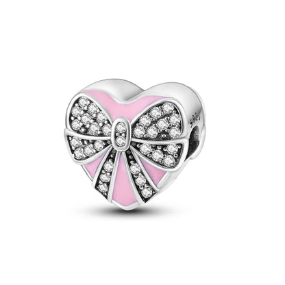925 Sterling Silver Pink Series Colour Charms Beads Cut Girl Flower Pendant