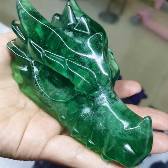 Dragon Head Natural Green fluorite fung shui