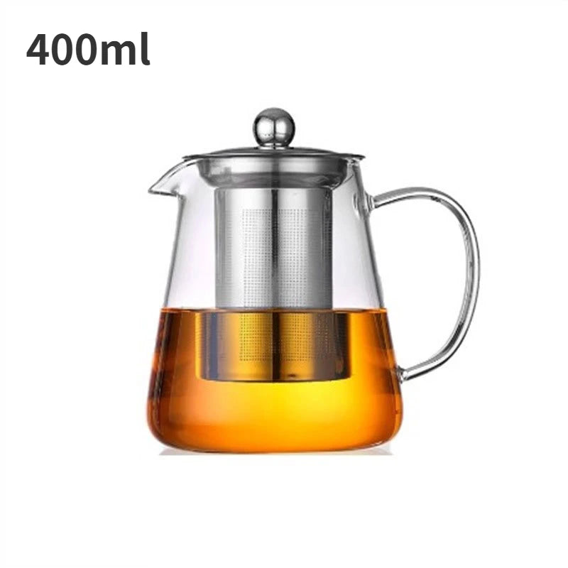 Heat-Resistant Glass Teapot with Stainless Steel Tea Strainer Infuser Pure Ember
