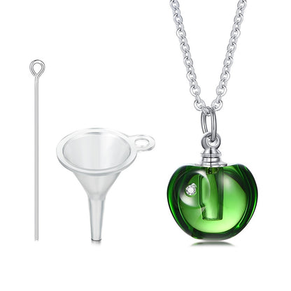 Glass Urn Necklace Pendant for Ashes Teardrop Pendant green