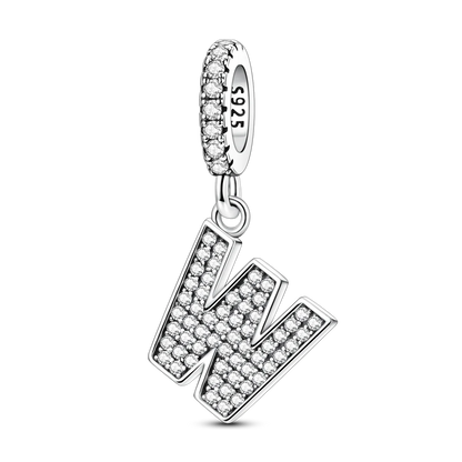 New In Charms 925 Sterling Silver Pendant Letter W pandora style 