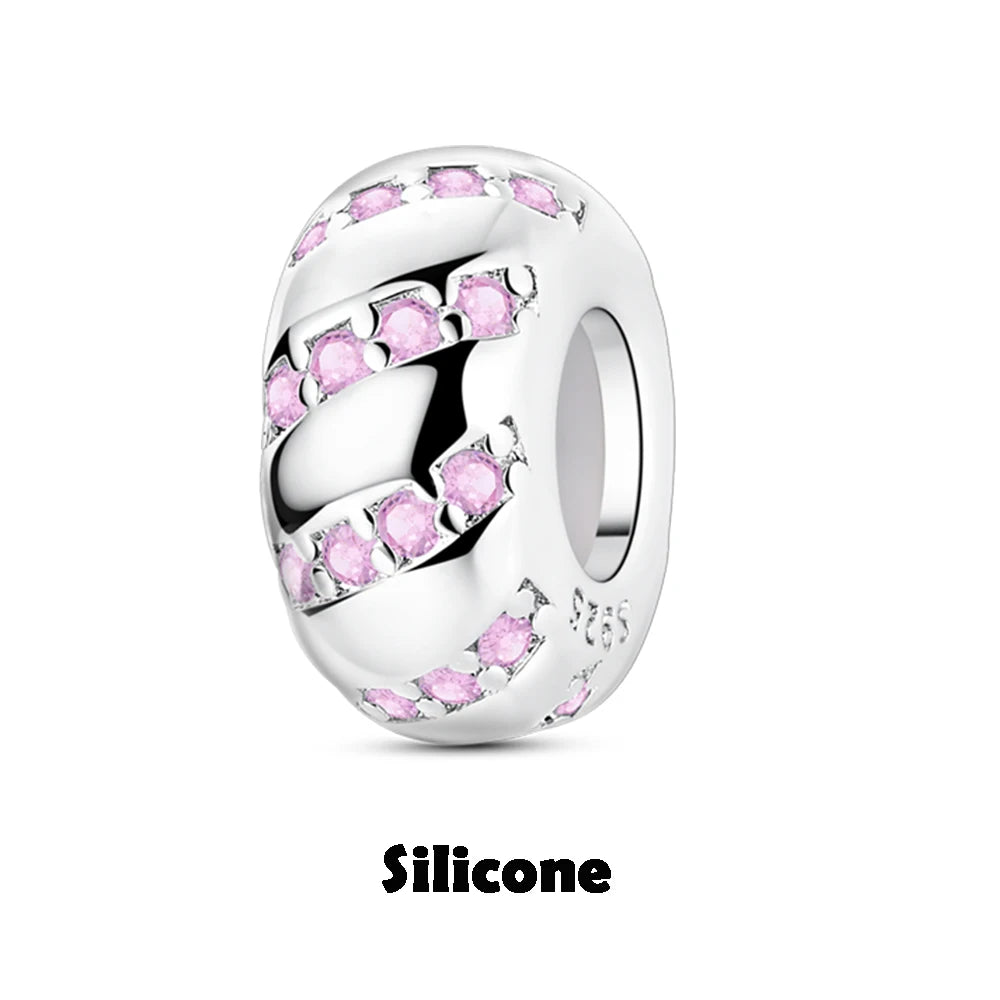 925 Sterling Silver Silicone Spacer Stopper Clip Charms Chamilia Beads Pure Ember