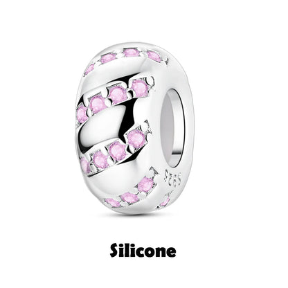 925 Sterling Silver Silicone Spacer Stopper Clip Charms Chamilia Beads Pure Ember