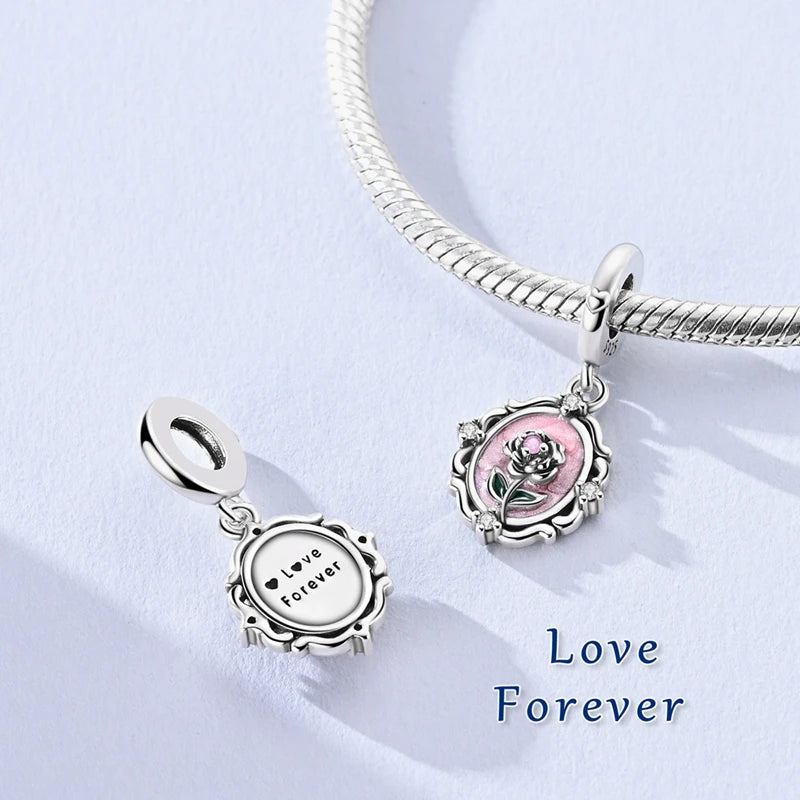 925 Sterling Silver Dollar Panda Mushroom Pendant Charms Pure Ember