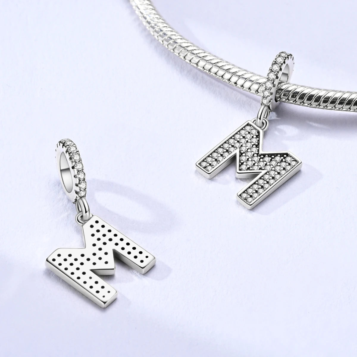 New In Charms 925 Sterling Silver Pendant Letter M pandora style 