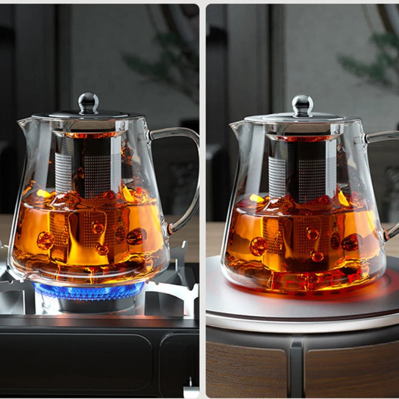 Heat-Resistant Glass Teapot with Stainless Steel Tea Strainer Infuser Pure Ember