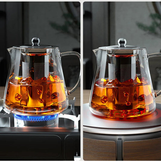 Heat-Resistant Glass Teapot with Stainless Steel Tea Strainer Infuser Pure Ember