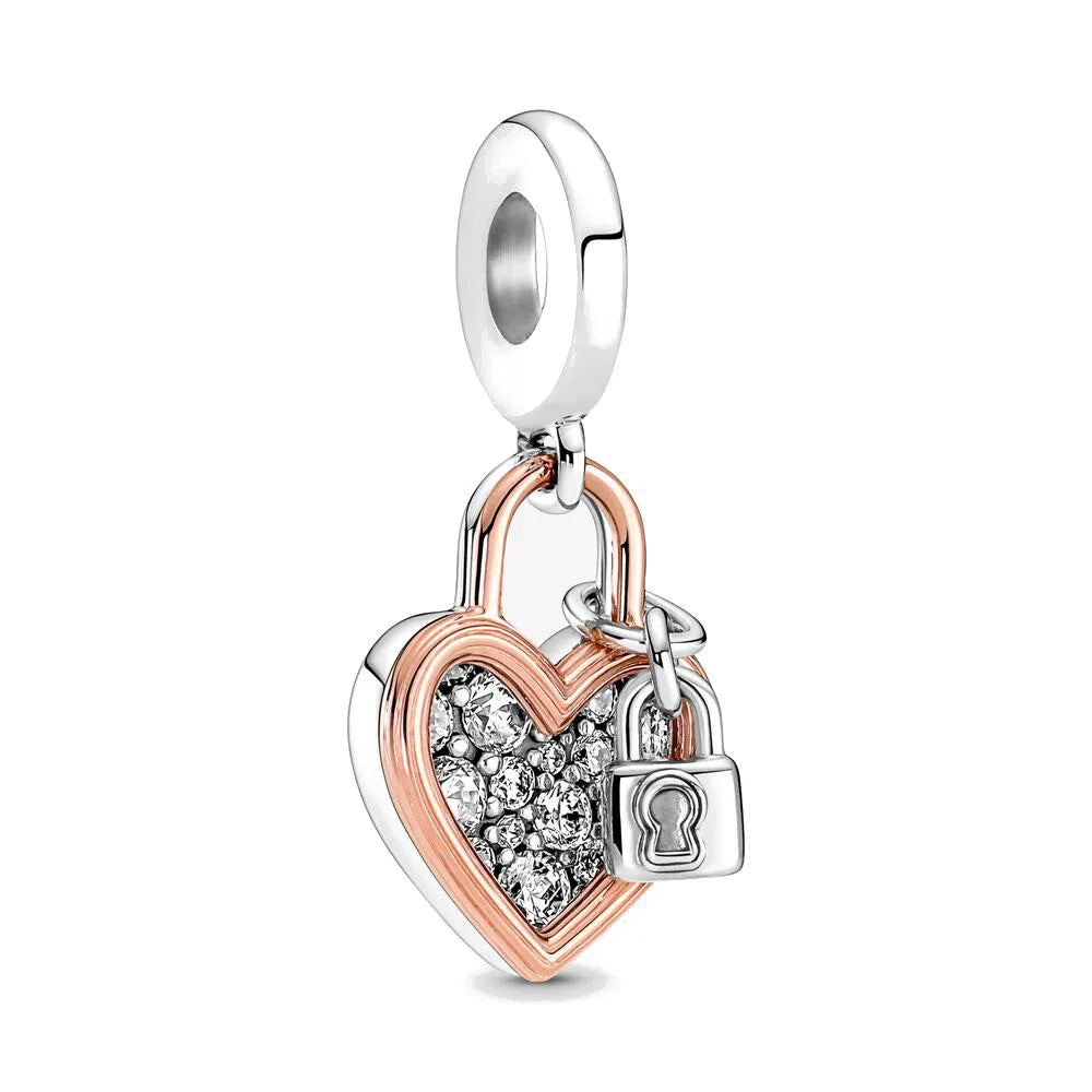 Rose Gold Series Heart-Shaped Bead Pendant Flower Charms Pure Ember
