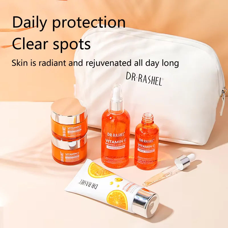 DRRASHEL Vitamin C 5-Piece Makeup Bag Skincare Set Pure Ember