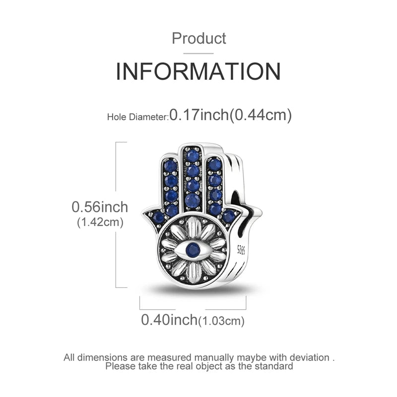 Charms 925 Sterling Silver Blue Palms Bead Pendant Jewellery Pure Ember