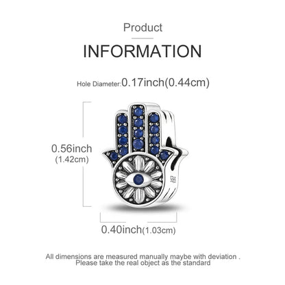 Charms 925 Sterling Silver Blue Palms Bead Pendant Jewellery Pure Ember