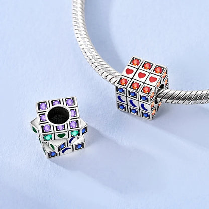 Lucky Charms 925 Sterling Silver Snowflake Magic Cube Bead Pendant Jewellery Pure Ember