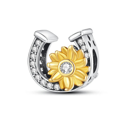 925 Sterling Silver Golden Sunflowers Heart Charms Pure Ember pandora style horseshoe 