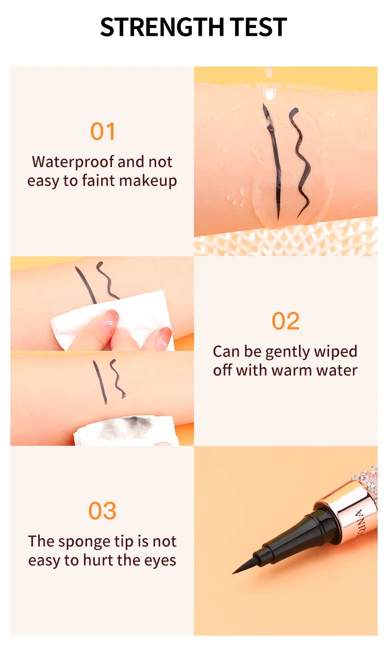 Liquid Eyeliner Pen Waterproof Black Long-Lasting Eye Liner Pencil Thick Quick-Dry Cosmetics Makeup Tool Pure Ember