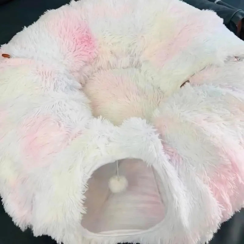 Plush Cat Bed with Tunnel