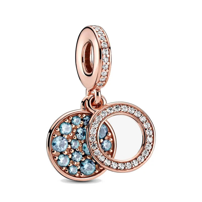 Rose Gold Series Heart-Shaped Bead Pendant Flower Charms Pure Ember