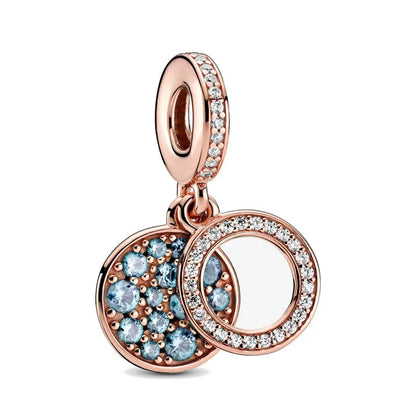 Rose Gold Series Heart-Shaped Bead Pendant Flower Charms Pure Ember