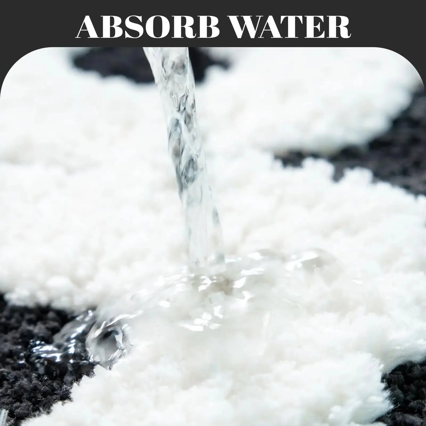White absorbent material absorbing water from a spill.