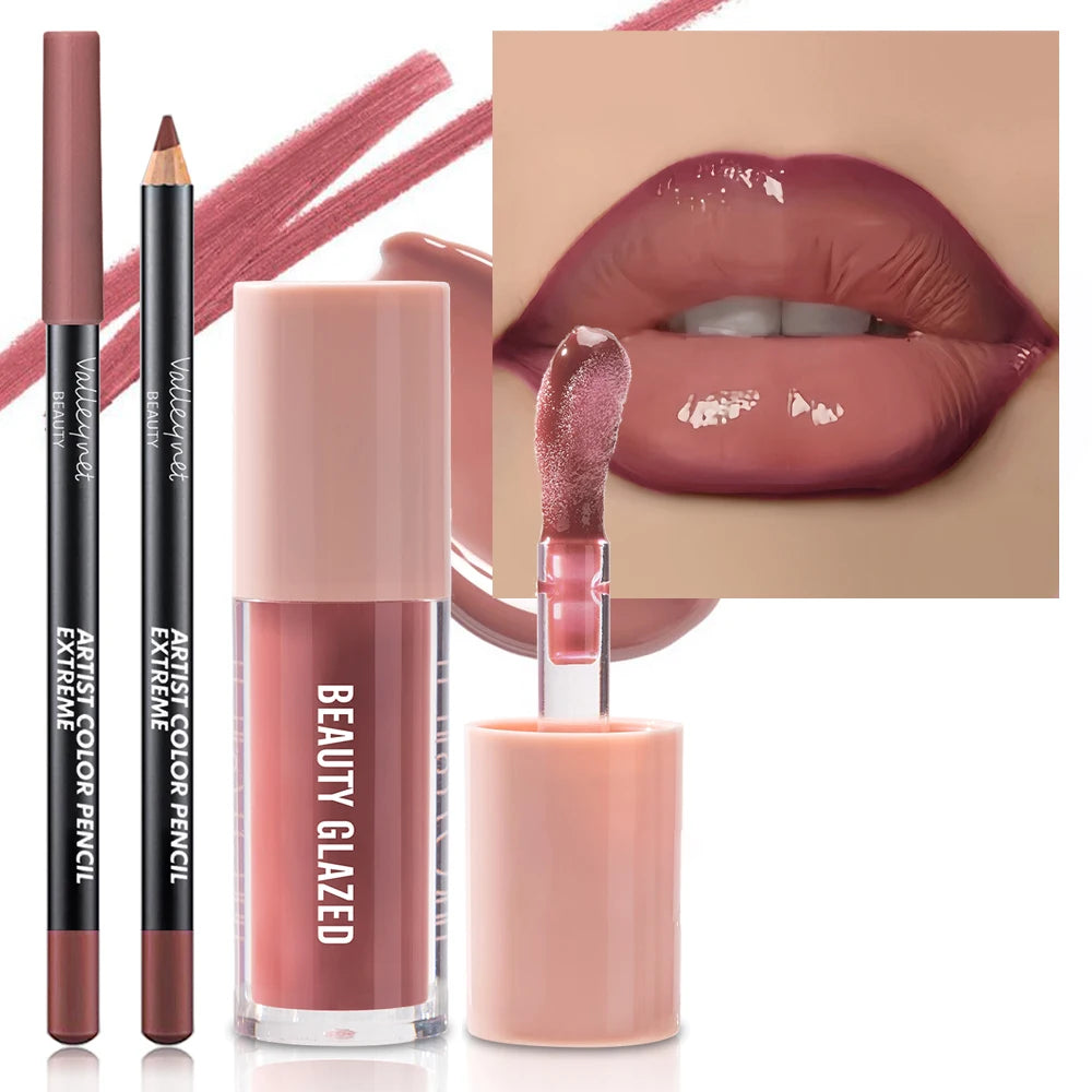 2pcs/Set Velvet Texture Lip Liner & Lip Gloss Pure Ember