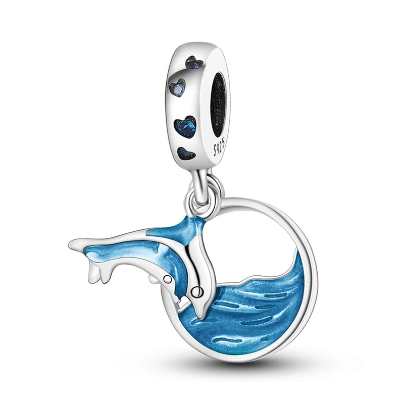 925 Sterling Silver Ocean Blue Sea Octopus Turtle Mermaid Charms Pure Ember pandora style dolpine 