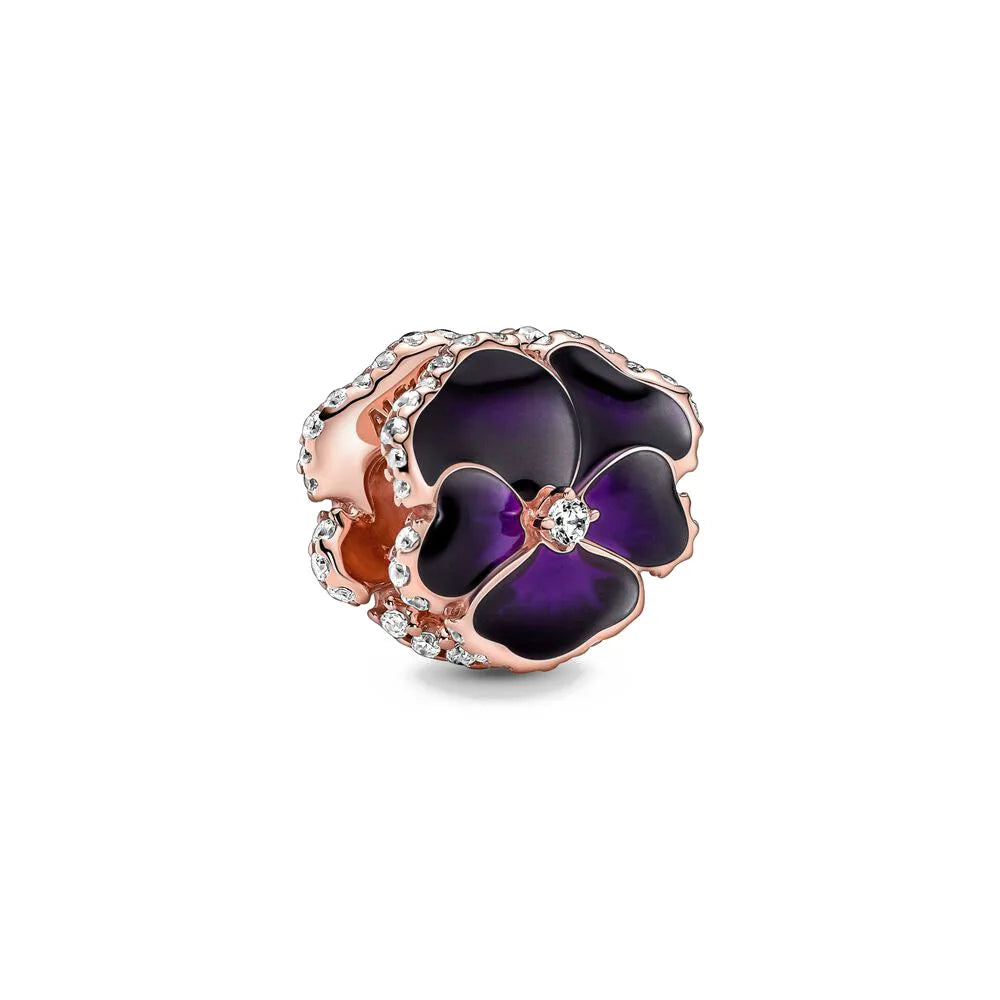 Rose Gold Series Heart-Shaped Bead Pendant Flower Charms Pure Ember