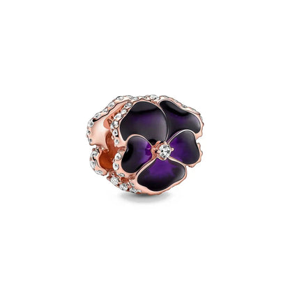 Rose Gold Series Heart-Shaped Bead Pendant Flower Charms Pure Ember