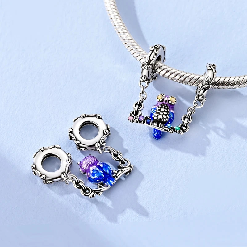 Silver 925 Charm Bead Rose Heart Pandent Butterfly Orchid Clasp Clip