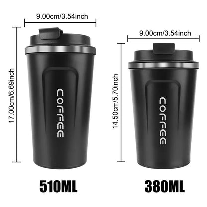 Thermo Cafe Mug - Stainless Steel Coffee Mug available in 510ML and 380ML sizes. Compact and travel-friendly design.